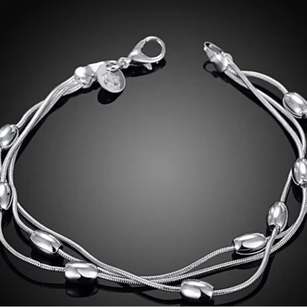 Triple Strand Bracelet.925 Sterling Silver NEW - Picture 4 of 5